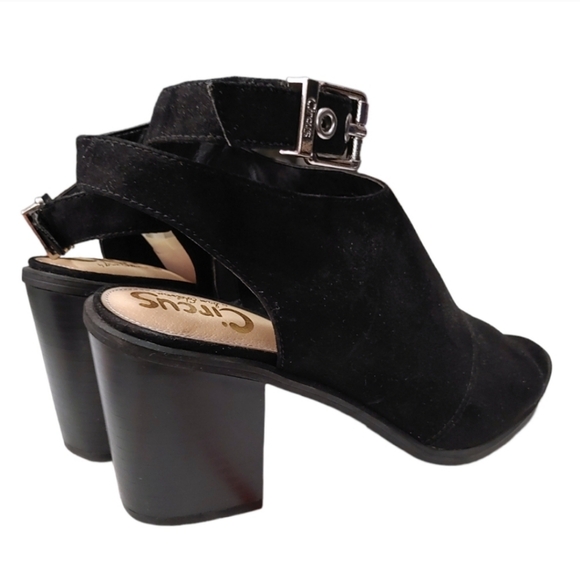 Circus Sam Edelman Black Studded Kiki Faux Suede Block Heels Women's Size 8.5 - Picture 6 of 10